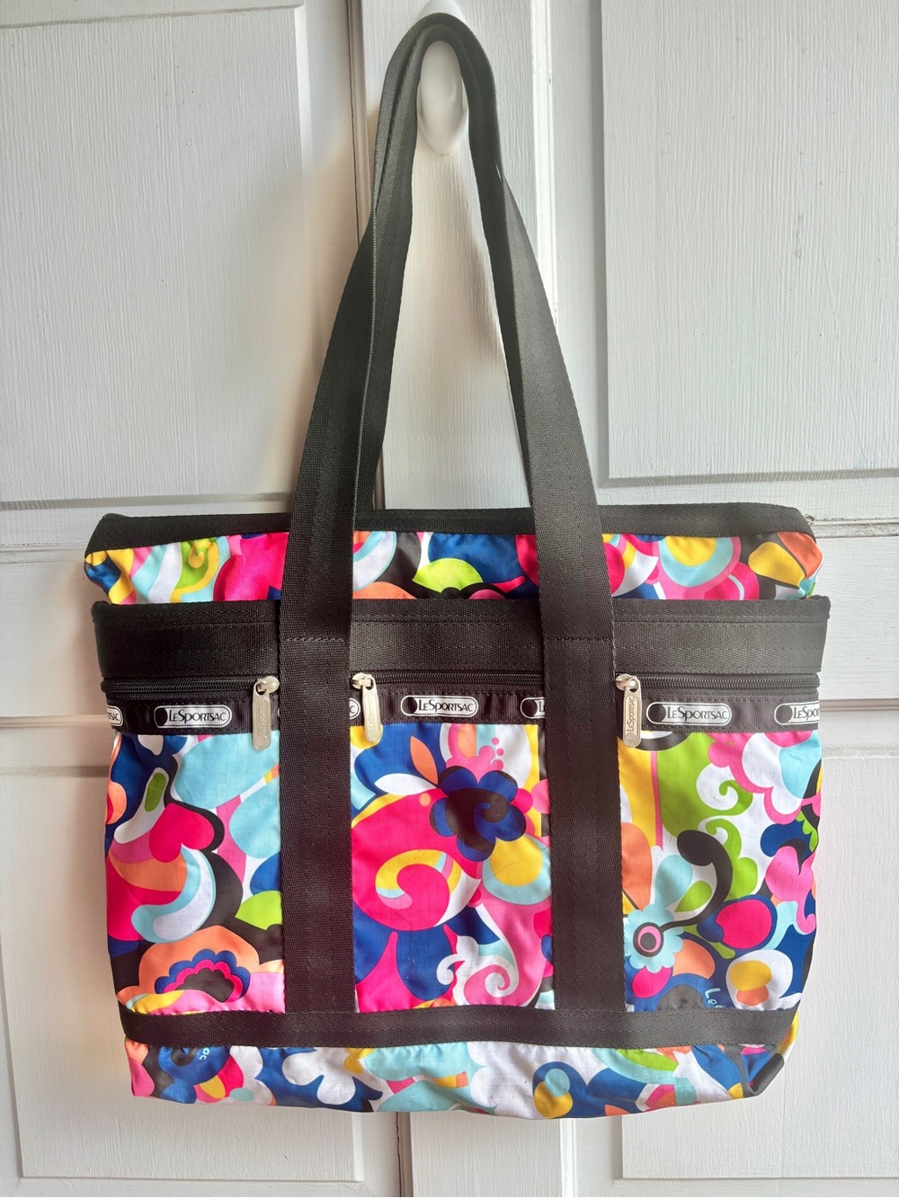 Y2K LeSportsac Colorful Abstract Floral Large Tote Bag